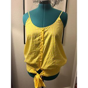 Yellow & White Square patterned cami